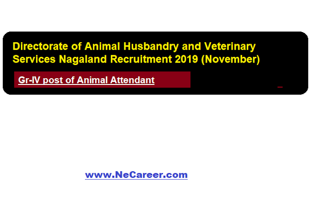 Directorate of Animal Husbandry and Veterinary Services Nagaland Recruitment 2019 (November) 