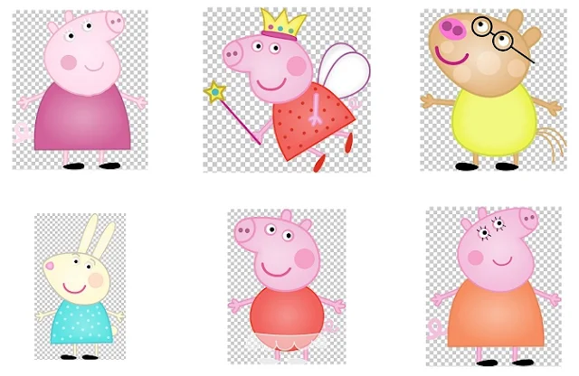 Peppa Pig and her Family Clipart.