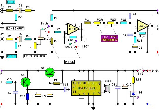 Layout Rangkaian Subwoofer Ic Tea2025 - Circuit Diagram - Layout Rangkaian Subwoofer Ic Tea2025