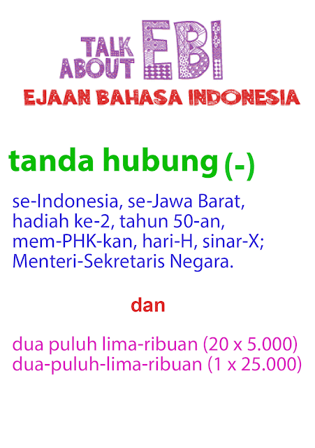 pemakaian tanda hubung ejaan bahasa Indonesia