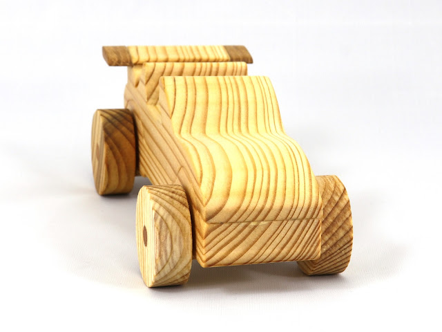 Wood Toy Car, Convertible From The Speedy Wheels Series, Handmade and Finished with Clear Shellac