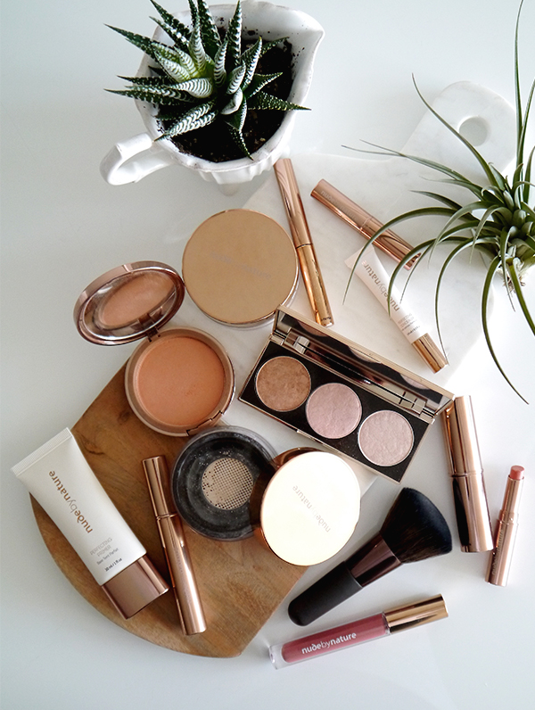 Flatlay featuring Australian natural makeup line Nude by Nature