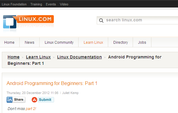 Linux.com: Android Programming for Beginners