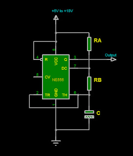 A 555 timer square wave generator circuit diagram