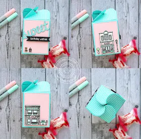 Sunny Studio Stamps: Wrap Around Box Dies Sweet Script Sweet Shoppe Treat Box by Vanessa Menhorn