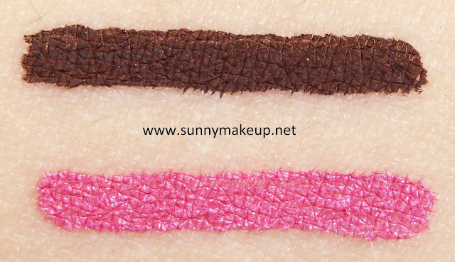 Swatch Pupa - Dot Shock. Collezione primavera 2016. Vamp! Definition Liner. 001 Creamy Chocolate, 002 Pink Marshmallow.