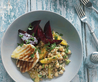 Chickpea, beetroot and orange salad with freekeh