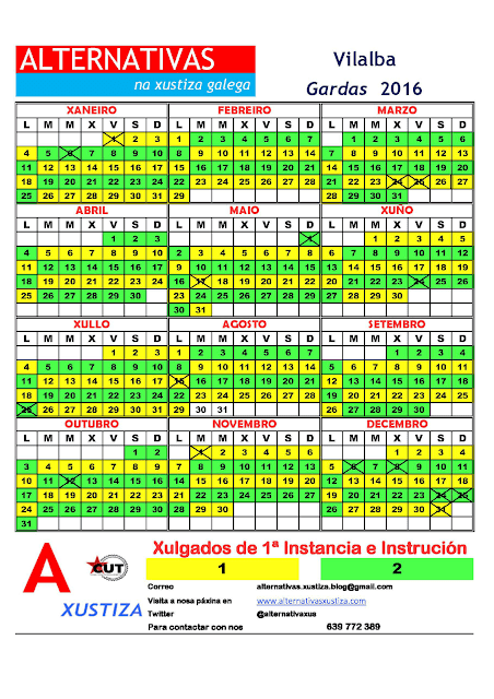 Vilalba. Calendario gardas 2016