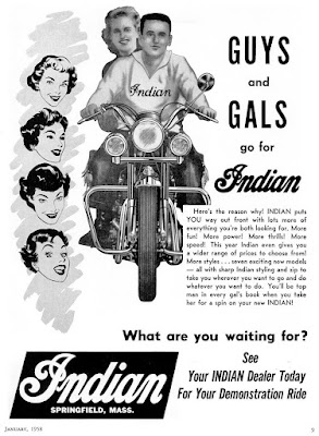 Ad for 1958 Indian motorcycles.