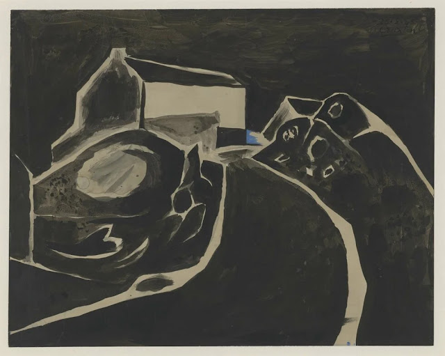 John Craxton (1922-2009) Τοπίο με χωριατόσπιτο, 1955, υδατογραφία και γκουάς σε χαρτί, Δάνειο από την Βρετανική Κυβερνητική Συλλογή (13320) Μουσείο Μπενάκη / Πινακοθήκη Γκίκα