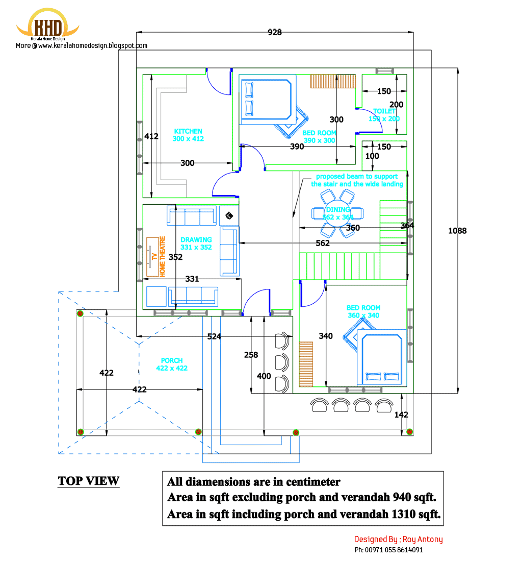  2d  house  plan  Sloping Squared roof House  Design  Plans 