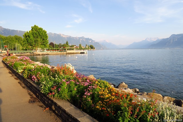 Flower-lined promenade at Vevey.