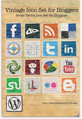 social media share icons - vintage social media icon set