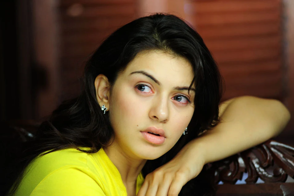 Hansika Latest Crying Face Close Up Photos In Yellow Dress