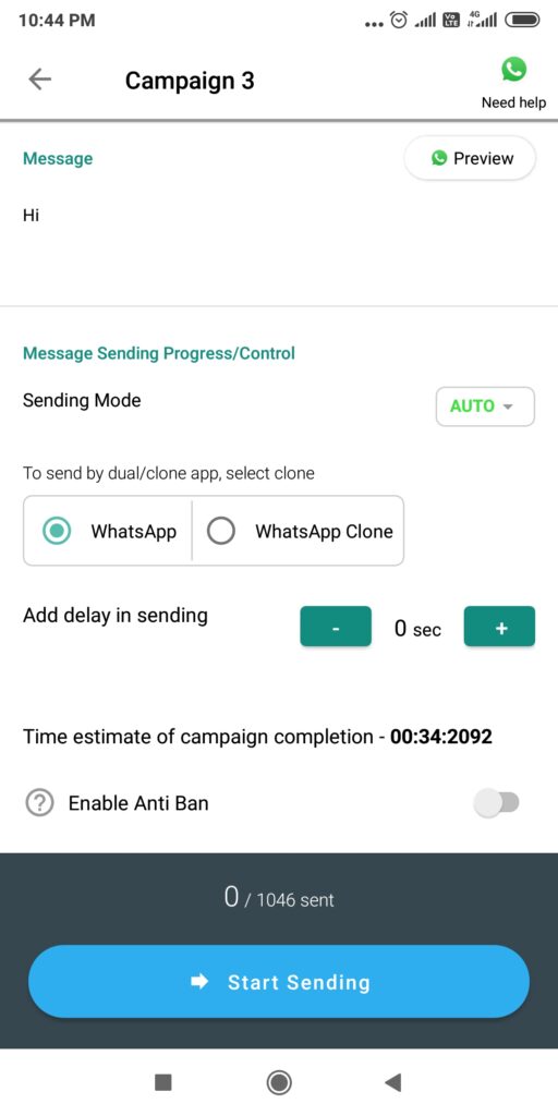 إرسال رسالة الواتساب جماعية باستخدام Whatstool