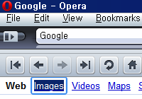 thick and rounded bluish focus of Opera browser