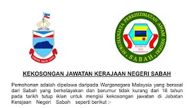 503 KEKOSONGAN Jawatan Kerajaan Negeri Sabah kini dibuka di pelbagai jabatan ~ Mohon Sebelum 10 September 2020