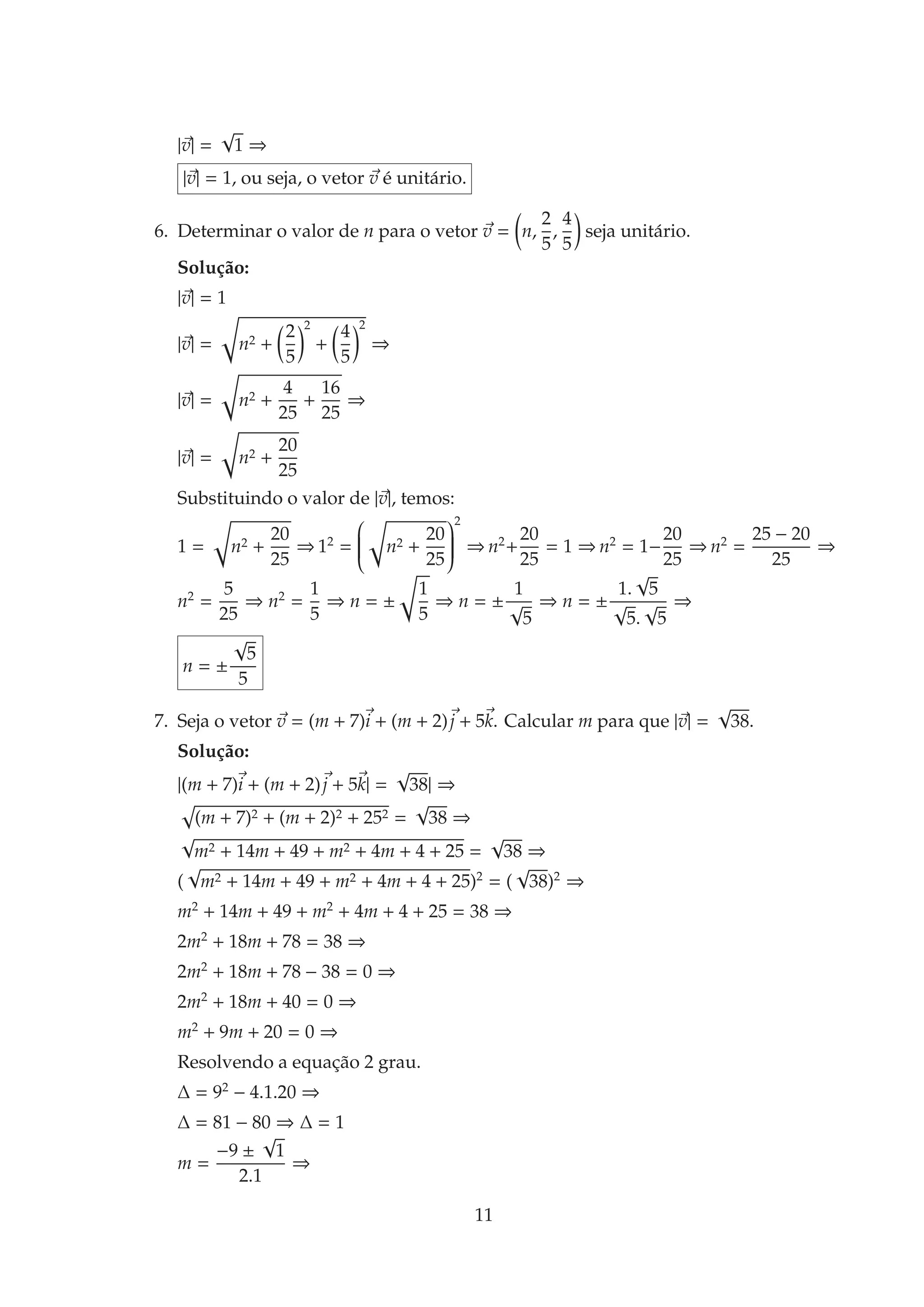 Geometria Analítica exercícios resolvidos