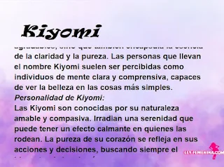 ▷ Significado del nombre Kiyomi (✔)