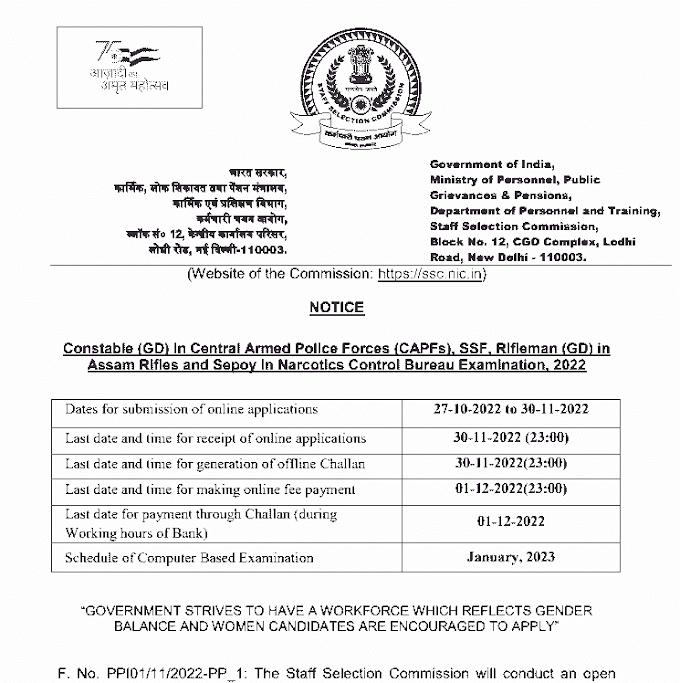 SSC CONSTABLE GD SSF RIFLEMAN SIPAHI BHARTI 2023 | एसएससी में कांस्टेबल एसएसएफ राइफलमैन सिपाही जनरल ड्यूटी की भर्ती