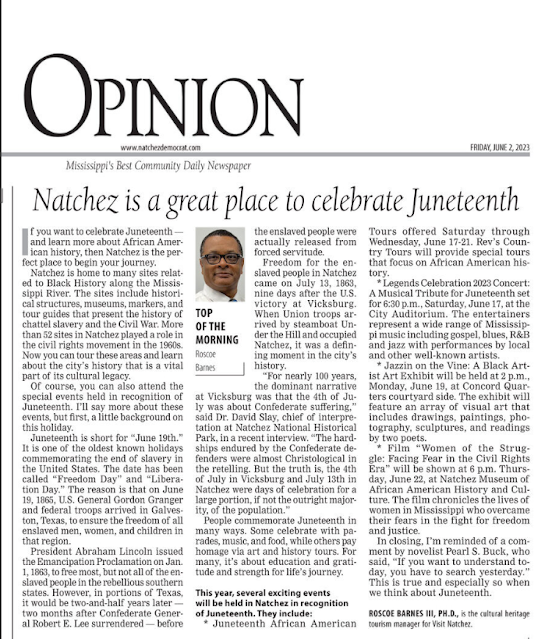 Natchez is a great place to celebrate Juneteenth
