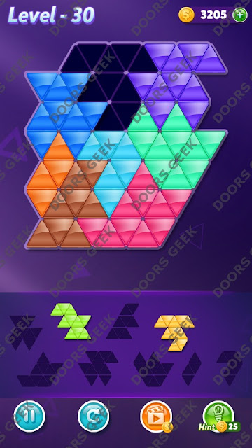 Block! Triangle Puzzle 8 Mania Level 30 Solution, Cheats, Walkthrough for Android, iPhone, iPad and iPod