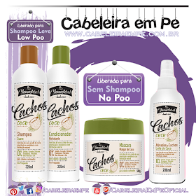 Shampoo (Low Poo), Condicionador (No Poo), Máscara (No Poo) e Ativador de Cachos (No Poo) Yamasterol Cachos Coco