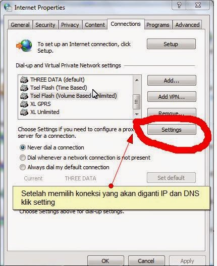 cara memilih koneksi yang akan diganti IP dan DNS-nya