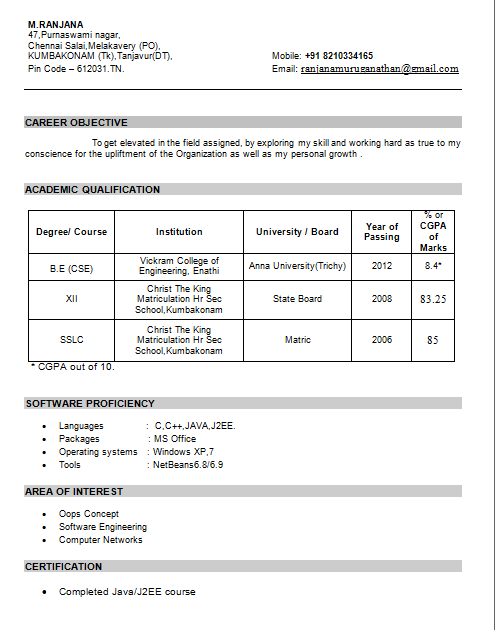 Nice+Resume+Format+for+Freshers Resume format for bcom freshers pdf ...