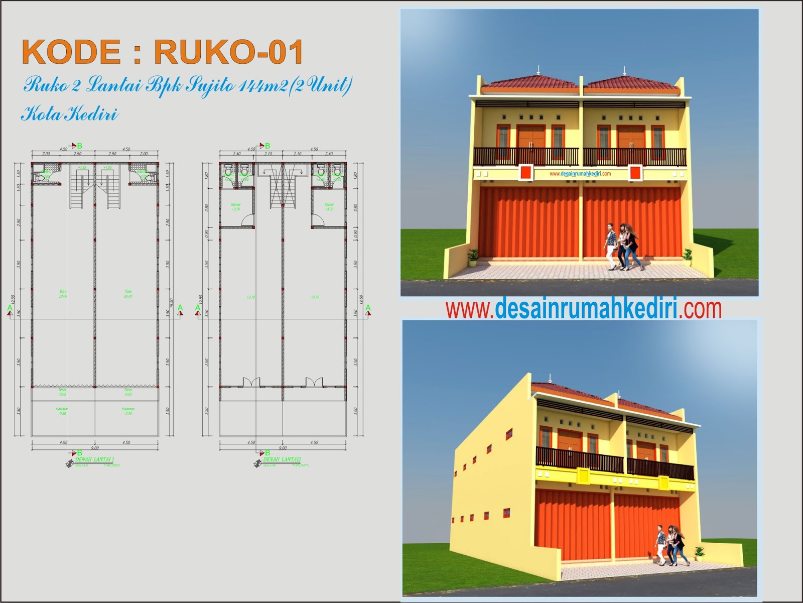 Ruko 01 Ruko 2 Lantai Pak Sujito Sukorame Kediri Jasa Desain