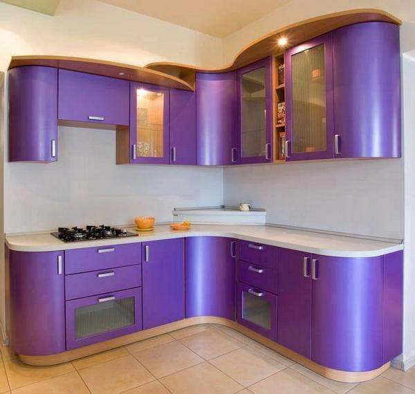 Contoh desain dapur minimalis warna ungu