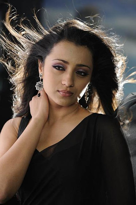 trisha in guard movie black saree , hot images