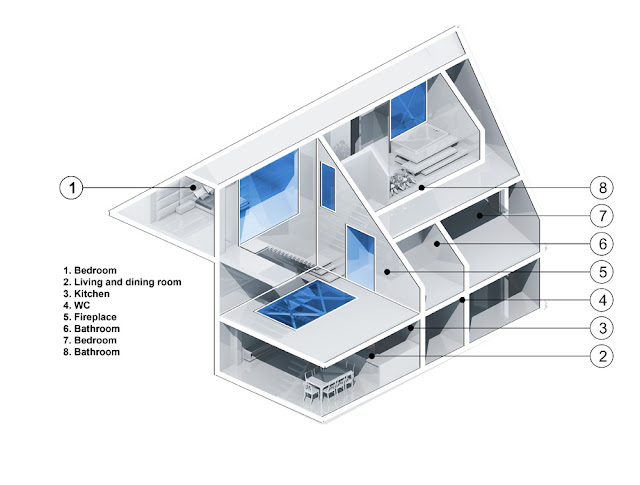 3D illustration of the attic apartment 