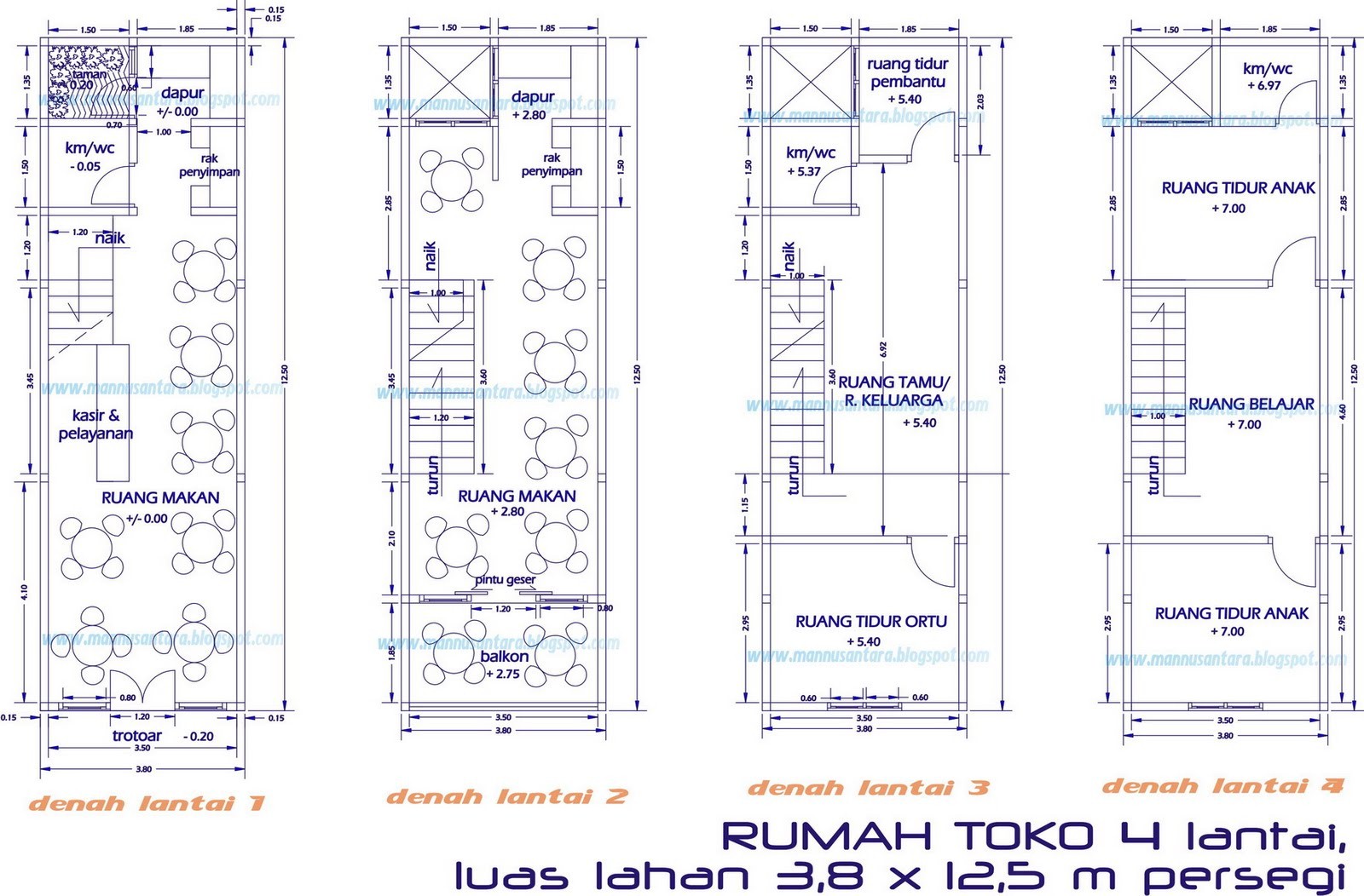 gambar denah rumah ruko 3