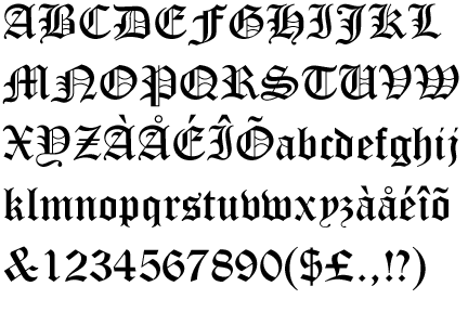 Fancy old english letters