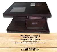 jual furniture jati meja jati kopi 4 laci zigzag