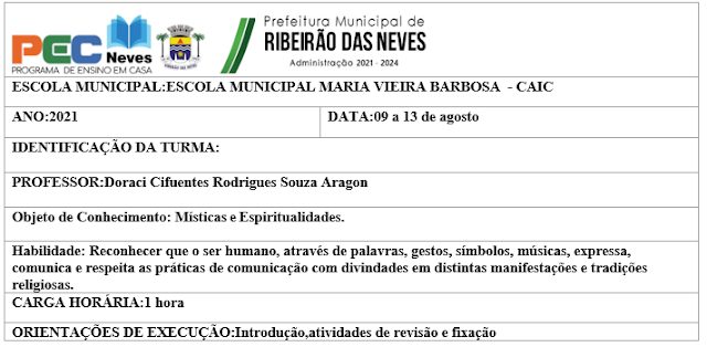 Atividade da semana 09 a 13 de Agosto. Religião e Comunicação!