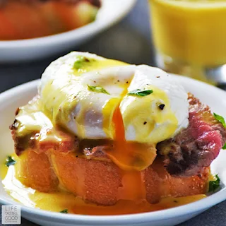 Steak and Eggs Benedict Crostini | by Life Tastes Good