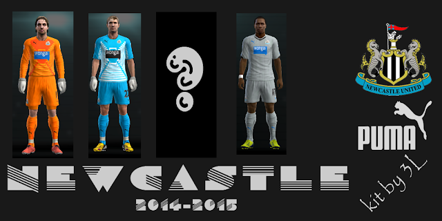 PES 2013 kit set New Castle uniformes 2014/2015