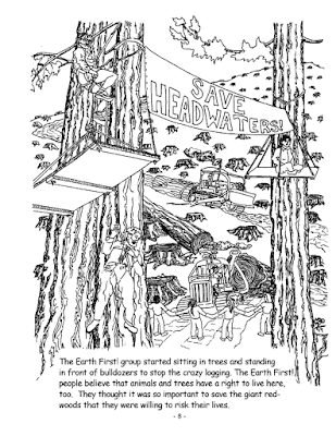 Headwaters Forest Coloring Book - Earth First!  Illustration by Mykol Blackwell. Text by Darryl Cherney.