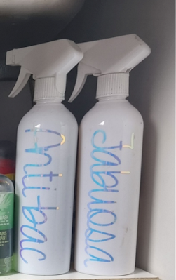 Labelled Spray bottle for the Organised Kitchen Challenge