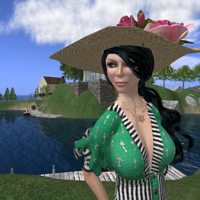 Green Fashion Roses on Outfit Anuenue Key Dress Green Hat A La Folie Chapeau Paille Et Roses