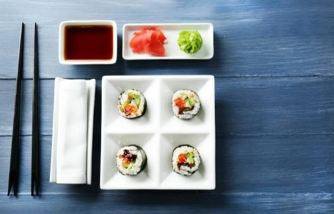 Vegetable Sushi Rolls with Crab