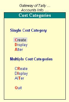 Cost Categories