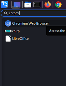 Chromium on our Application menu kali linux