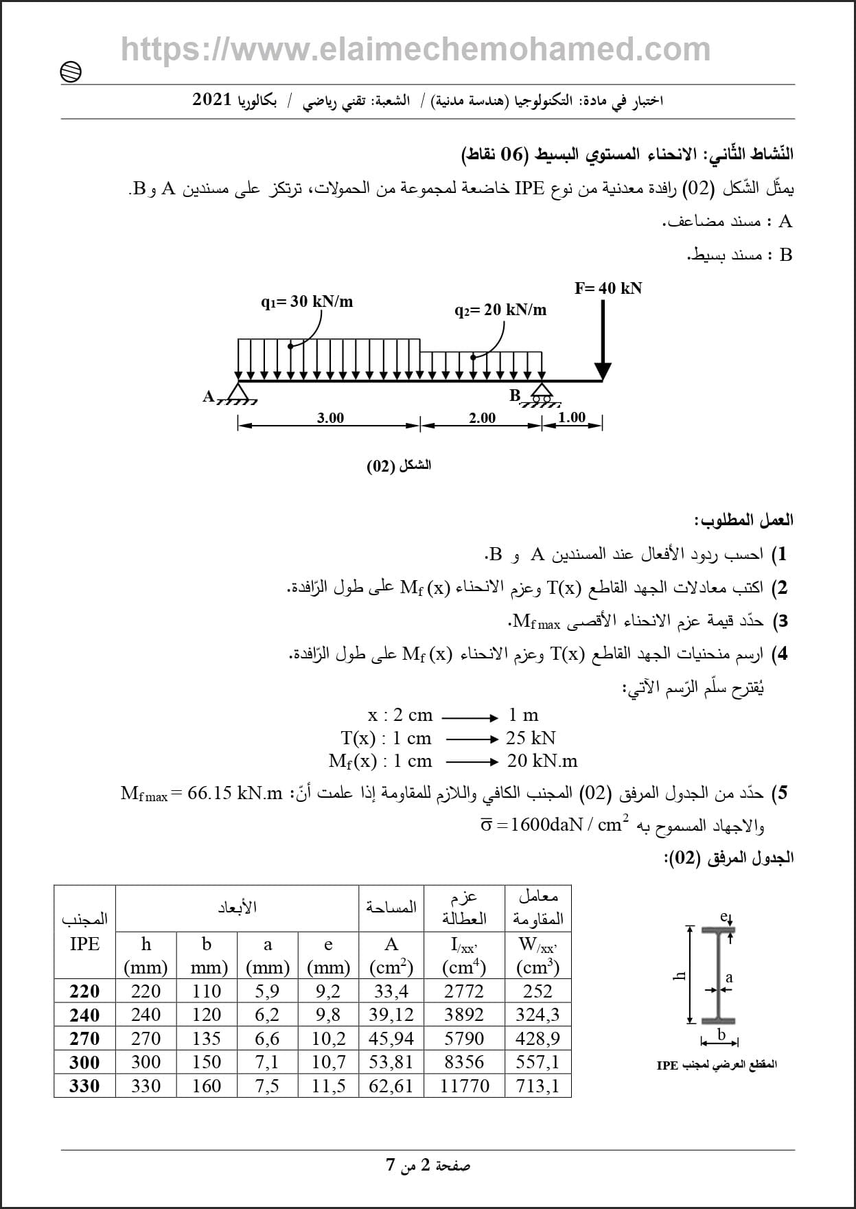 اختبار مادة الهندسة المدنية