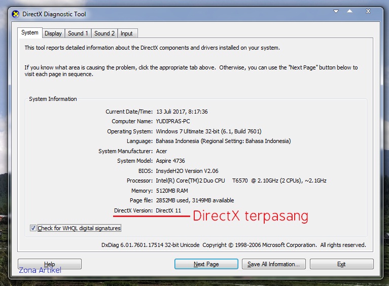 Zona Artikel: Free Download DirectX 11 Full Pack