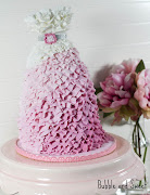 Pink Ombre Ruffle Dress Cake instructions (pink ombre ruffle dress cake rainbow fashion)