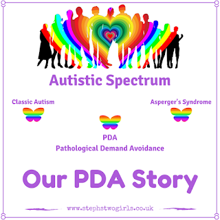 Our PDA Story logo - rainbow people and butterflies