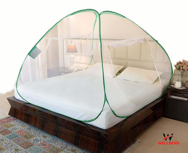 WELLBERG Pop Up Bed Mosquito Net with Bottom, Folding Design Breathab @390 Rs.